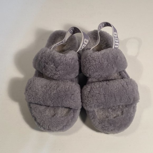 Ugg (1107953) Oh Yeah Gray Sheepskin Slipper Sandals Women Size 7 - Picture 4 of 8